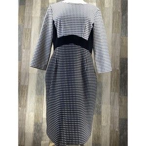 Alex Marie Women's Size 10 Black White Check Print Career Lined Midi Dress